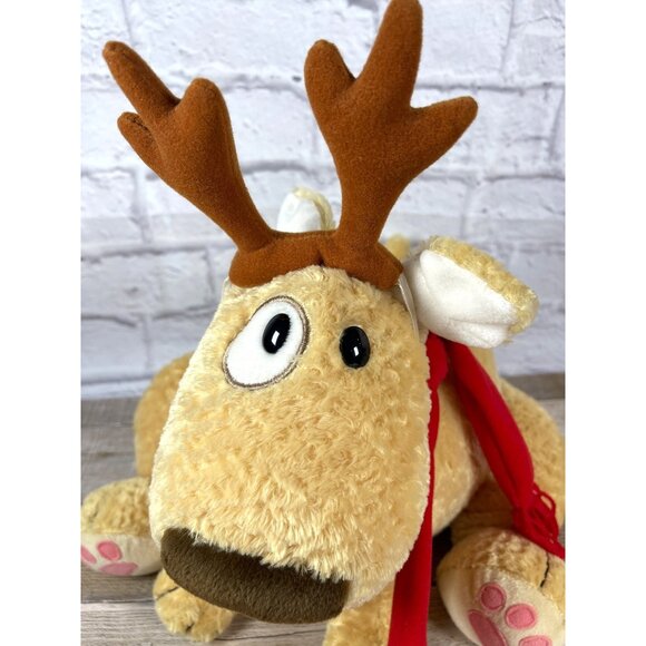 Oh Deer Dog Plush Golden Puppy Lab Reindeer Red Scarf Christmas Holiday Vintage - Picture 12 of 13